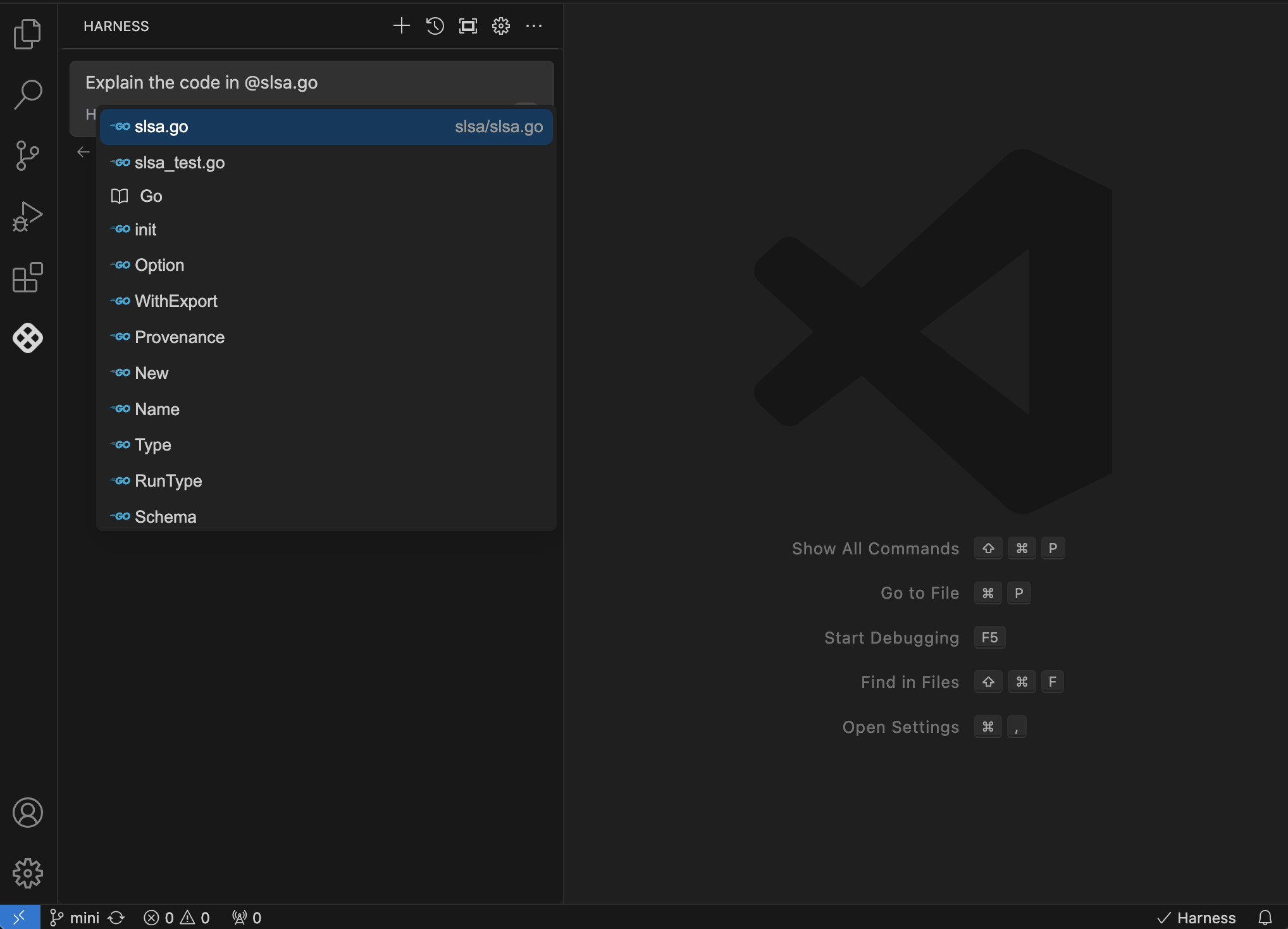 An example of Harness AI code autocompletion