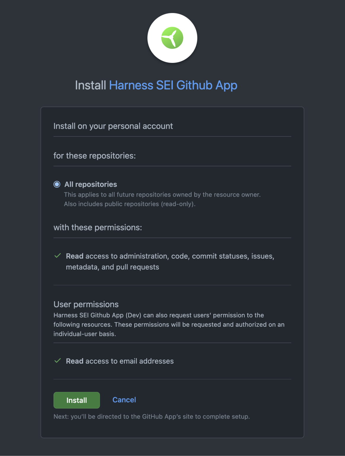 Install the Harness SEI GitHub App