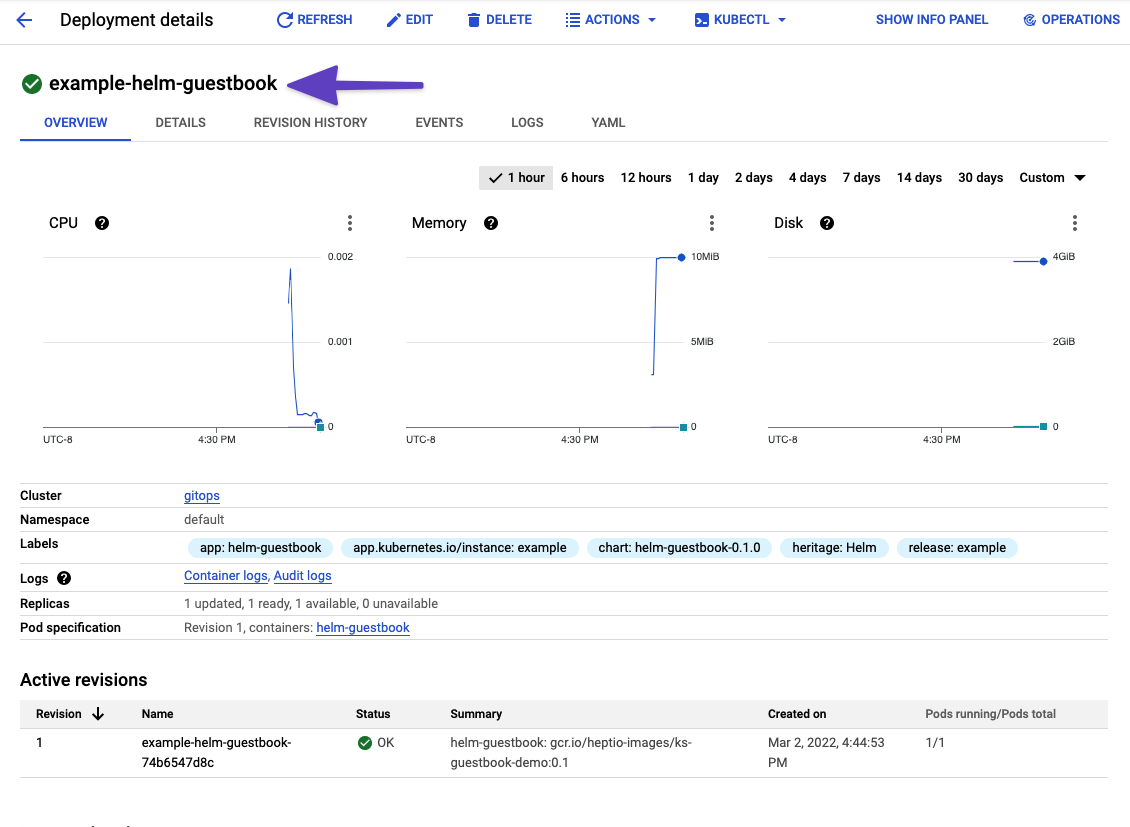 Screenshot showing the deployed application pods running in Google Cloud Platform Kubernetes cluster