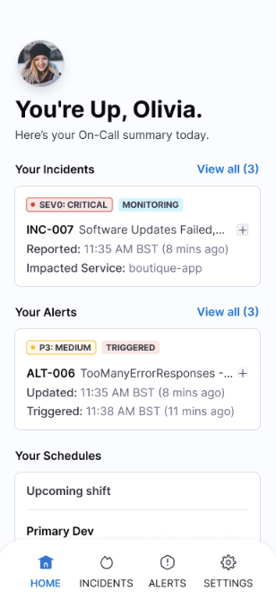 Mobile App Home Screen Dashboard