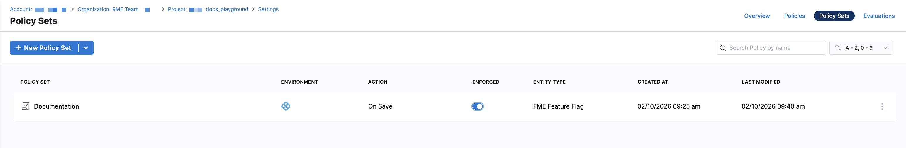 Enforced checkbox for policy set