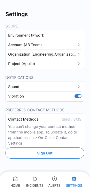 Mobile App Settings